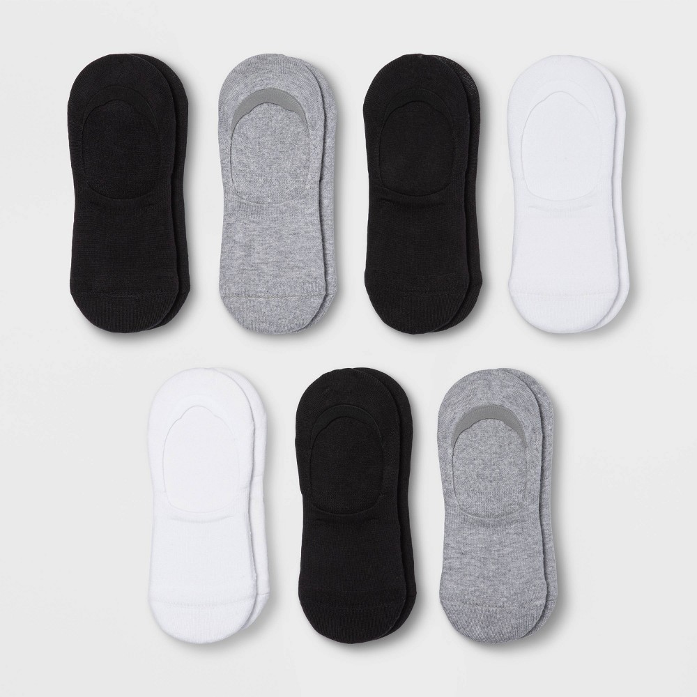 Women's Cushioned 6+1 Bonus Pack Liner Athletic Socks - All In Motion™ White/Heather Gray/Black 4-10