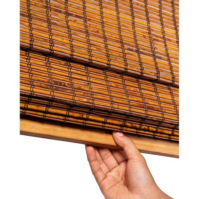 39" x 64" Beaver Brown Bamboo Cordless Roman Shade