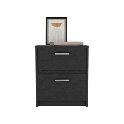 Bethel Modern Black 2-Drawer Nightstand with Sleek Handles