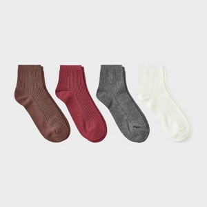 Women's Ultra Soft Everyday Rib-Knit 4pk Ankle Socks - Auden™ - 1 of 3
