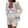 Imily Bela Women Tweed Blazer Shorts Set Double Breasted Business Suit - 2 of 4