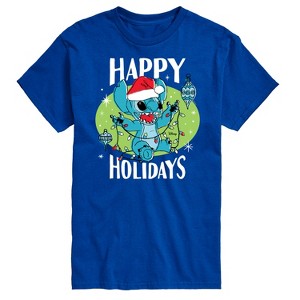 Men's - Lilo and Stitch - Happy Holidays Christmas Short Sleeve Graphic T-Shirt - 1 of 4