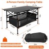 SEVOBAL Folding Tables Portable Camping Table with Steel Frame Lightweight Aluminum Top Mesh Basket for Outdoor and Beach, Black, 58"*23"*17" - 2 of 4