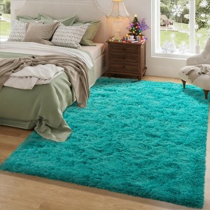 Bright Yellow Shag Rug, Ultra Soft 1.7" Thick, Non-Slip Backing, for Bedroom or Living Room - 1 of 4