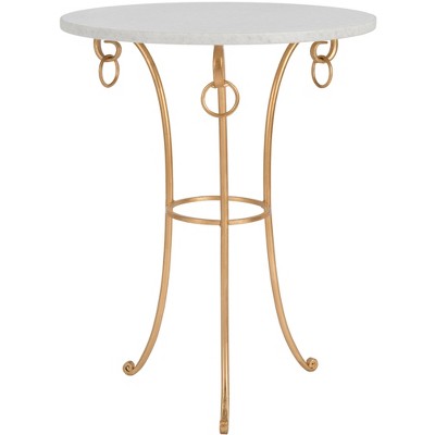 Venetian White Marble and Gold Metal Round Occasional Table