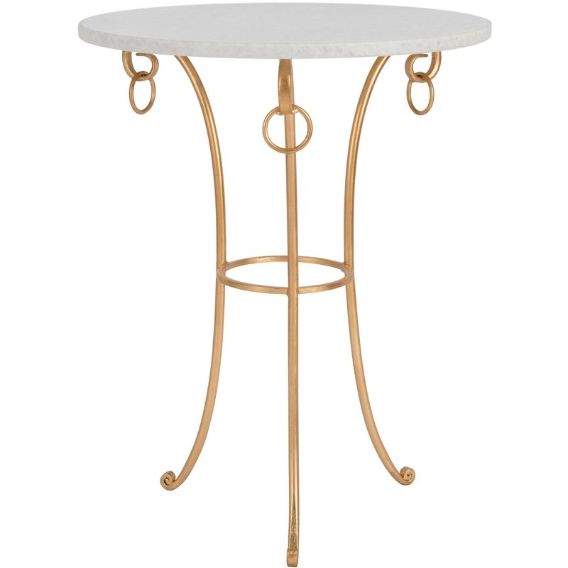 Tamara Ringed Round Top Gold Accent Table - Gold/White - Safavieh., 3 of 9