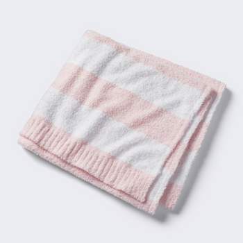 Chenille Stripe Baby Blanket - Light Pink and White Stripe - Cloud Island™