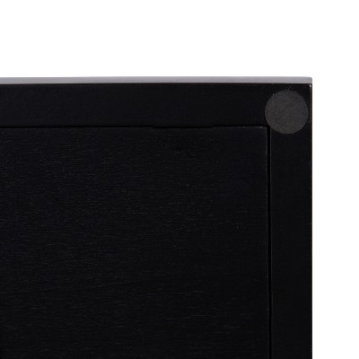 Elegant Black and Gold Rectangular Wooden Tray with Polished Handles, 24x10