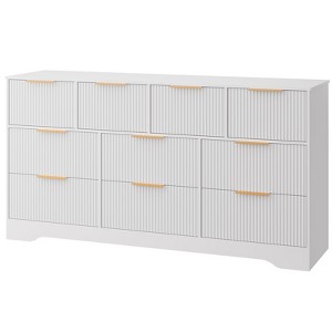 59 Inch Wide 10 Drawer Dresser with Wood Frame, Modern Chest of Drawers with Fluted Texture - 1 of 4
