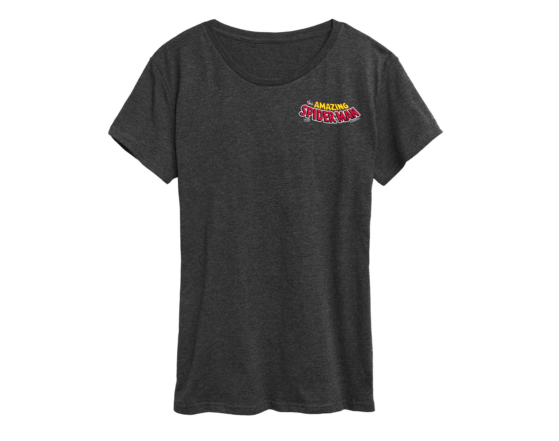 Women's Marvel Spiderman Editorial Logo Short Sleeve Graphic T-Shirt - Heather Charcoal - 3X