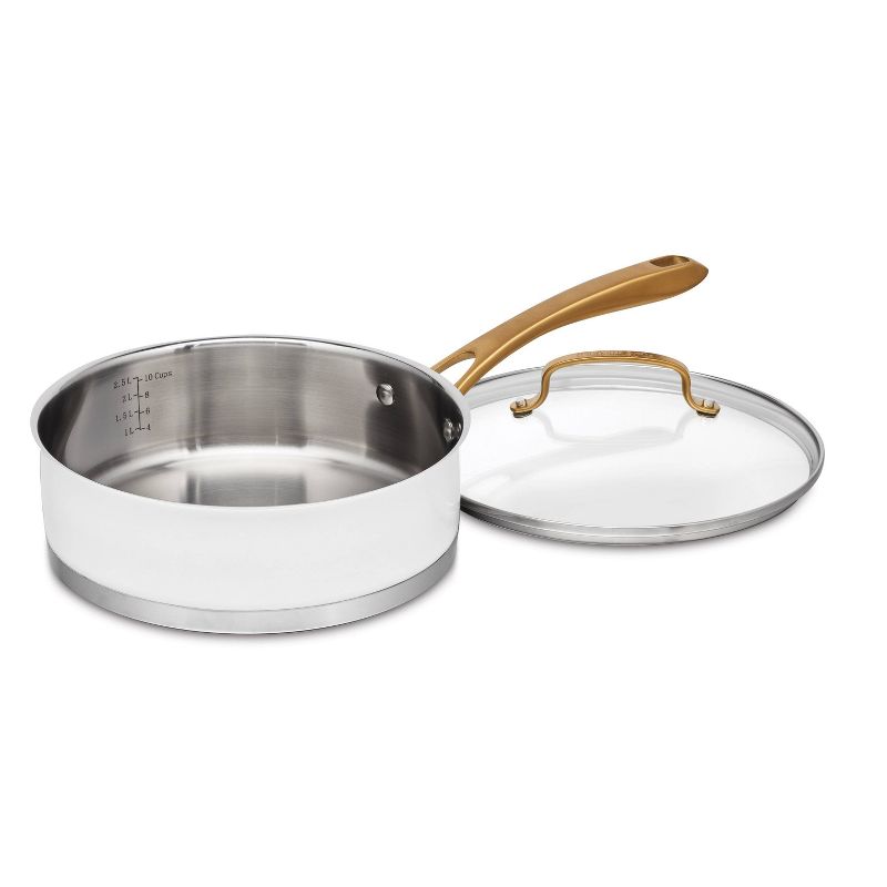 Cuisinart Classic 3.5qt Stainless Steel Saute Pan with Cover and Brushed Gold Handles Matte White, 4 of 6