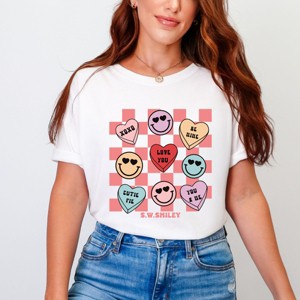 S.W.Smiley Candy Heart Smile Solid - Women's Garment Dyed Graphic T-Shirt - 1 of 4