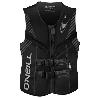 O'Neill Adult Mesh Polyester USCG Reactor Water Sports Life Jacket Vest with Safety Tab Zipper, Medium, Black