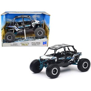 Polaris RZR XP 4 Turbo EPS Sport UTV White with Graphics and Black Top "Xtreme Off-Road" Series 1/18 Diecast Model by New Ray - 1 of 3