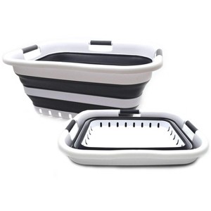 SAMMART 41L (10.8 gallon) Set of 2 Collapsible Plastic Laundry Basket with 3 Handles - 1 of 4