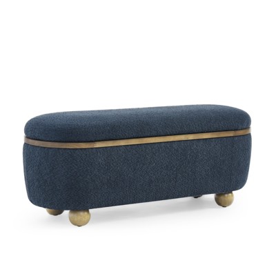 DSVIMOY Storage Ottoman Bench, Upholstered Ottoman Bench with Storage and Seating for Bedroom, Living Room, Dark Blue, 43.31"*15.75"*17.52"