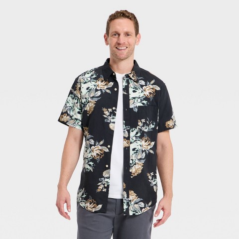 Мужские рубашки Goodfellow & Co Men's Short Sleeve Cotton Rayon Point Collar Button-Up Shirt - Goodfellow & Co™ Gray S