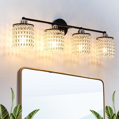 JolyWell Crystal Tassel String Bathroom Vanity Light Over Mirror Wall Sconces Light with Crystal Cord for Bedroom,Living Room,Hallway