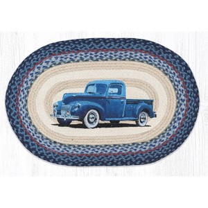 Earth Rugs Blue Truck Braided Oval Patch Tread – Farmhouse Style 20"x30" - 1 of 3
