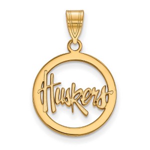 Black Bow Jewelry 14k Yellow Gold Plated Sterling Silver Nebraska Cornhuskers NCAA Small Pendant - 1 of 3