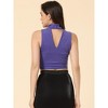 INSPIRE CHIC Women's Halter Neck Glitter Keyhole Back Sleeveless Party Crop Top - 4 of 4