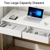ORRD 40" Charging Station Desk with 2 Outlets & USB Ports, 2-Drawer Office Vanity Desk for Small Spaces, Bedroom or Dorm - 3 of 4