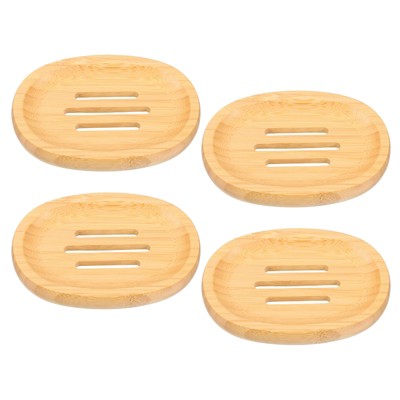 Unique Bargains Natural Bamboo Self-Draining Smooth Bathroom Soap Dish
