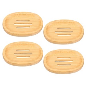 Unique Bargains Natural Bamboo Self-Draining Smooth Bathroom Soap Dish - 1 of 4