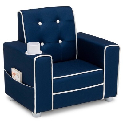 Navy Spot 22'' Velvet Upholstered Kids Chair with Cup Holder