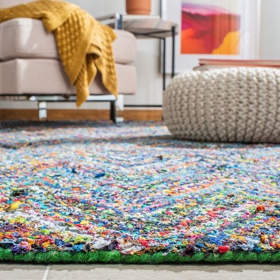 Hand-Tufted Cotton Nantucket Square Accent Rug 54" Blue/Multi