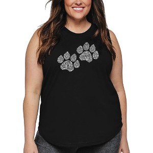 LA Pop Art Women's Word Art Tank Top - Woof Paw Prints - 1 of 4