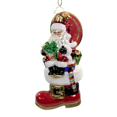 Christopher Radko 5.5" Lookin' Cute On A Boot! Ornament Santa Christmas  -  Tree Ornaments