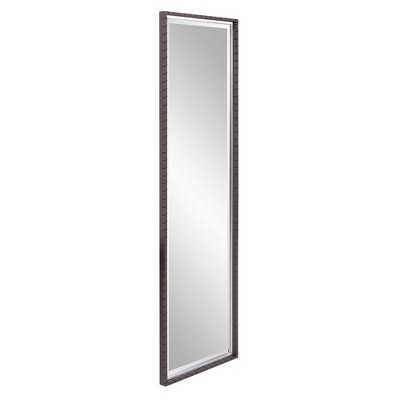 Cantera Slim Black Iron Frame Dressing Mirror with Silver Inset