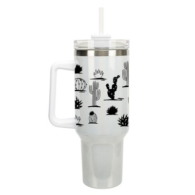 Elanze Designs Succulent Cactus Desert Plant 40 oz. Stainless Steel, Large Water Bottle Coffee Mug, Spill & Leak Resistant, Thermal Travel Tumbler