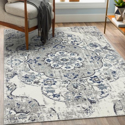 Luxe Weavers Ivory Floral Indoor Area Rug
