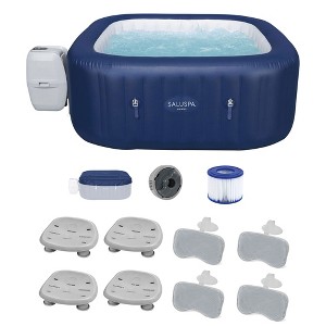 Bestway SaluSpa Hawaii AirJet Inflatable Hot Tub with EnergySense Cover, Blue + Bestway Spa Seat (4 Pack)  + Bestway Pillows (2 Pack) - 1 of 4