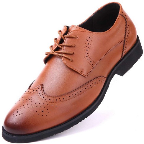 Mio Marino Men's Speckled Wingtip Laced Dress Shoes - Tanned Beige, Size: 11