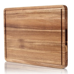 GustoWave Acacia Wood Cutting Board,20"x15" Large Wooden Chopping Board, Reversible Wooden Butcher Block with Deep Juice Groove and Side Handle - 1 of 4