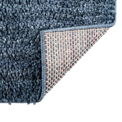 Blueberry Blue 8' x 10' Solid Shag Synthetic Area Rug