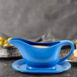 Bruntmor 20 Oz Ceramic Gravy Boat With Tray, Blue