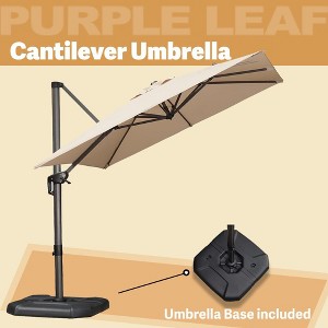 PURPLE LEAF 8'/9'/10' Cantilever Umbrella Square Outdoor Patio Umbrella with 360 Rotation Adjustable Garden Pool Umbrella With Base - 1 of 4