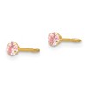 Black Bow Jewelry Kids 3mm Pink Cubic Zirconia Stud Screw Back Earrings in 14k Gold - 2 of 4