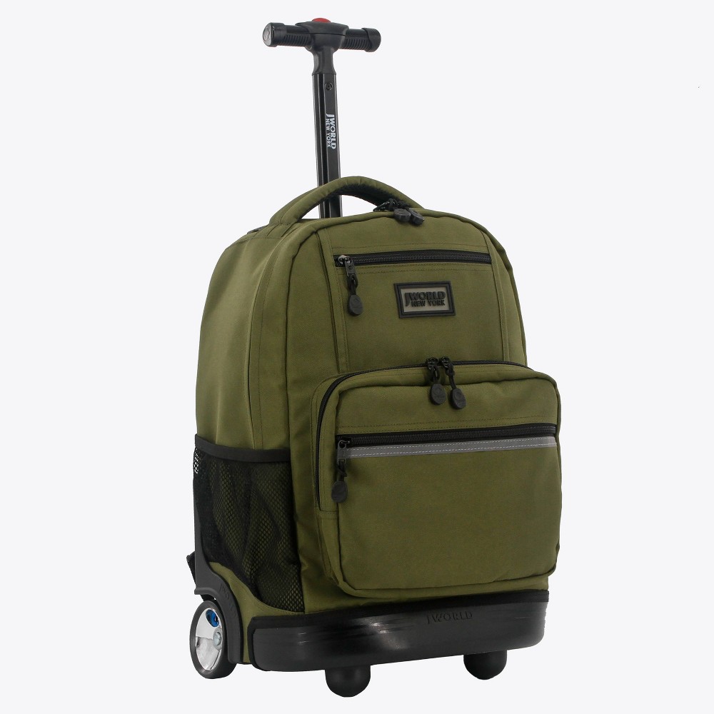 Photos - Backpack JWorld Sunlight Rolling 18"  - Olive Green: Unisex, Multi-Compartm