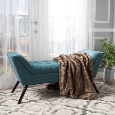 GDFStudio Selway Mid-Century Modern Tufted Upholstered Bench with Splayed Legs