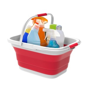 Hastings Home Collapsible Space-Saving Pop Up Handbasket and Storage Bin - Red - 1 of 4