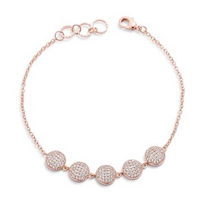 Slickblue Women’s 0.8ct CZ Pave Disc Bracelet, Rose Goldtone/Gold/Silver, 7" Chain + 0.5" Extender, Lobster Clasp - 1 of 2