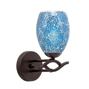 Toltec Lighting Revo 1 - Light Sconce in  Dark Granite with 5" Turquoise Fusion Shade - 1 of 1