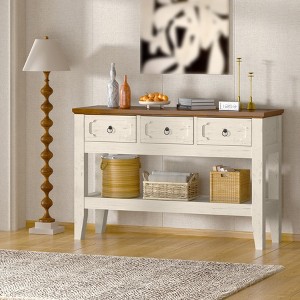 47" Entryway Console Table with 2 Drawers, 2 Tier Narrow Long Sofa Table, Farmhouse Behind Couch Table for Living Room Hallway Entrance - 1 of 4