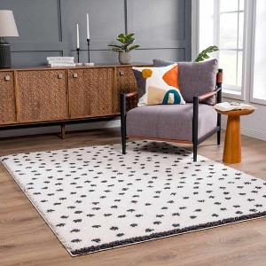 Hauteloom Chaia Dotted Black & White Plush Rug - 1 of 4