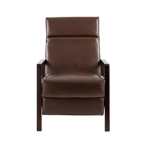 Mocha faux leather push deals back recliner